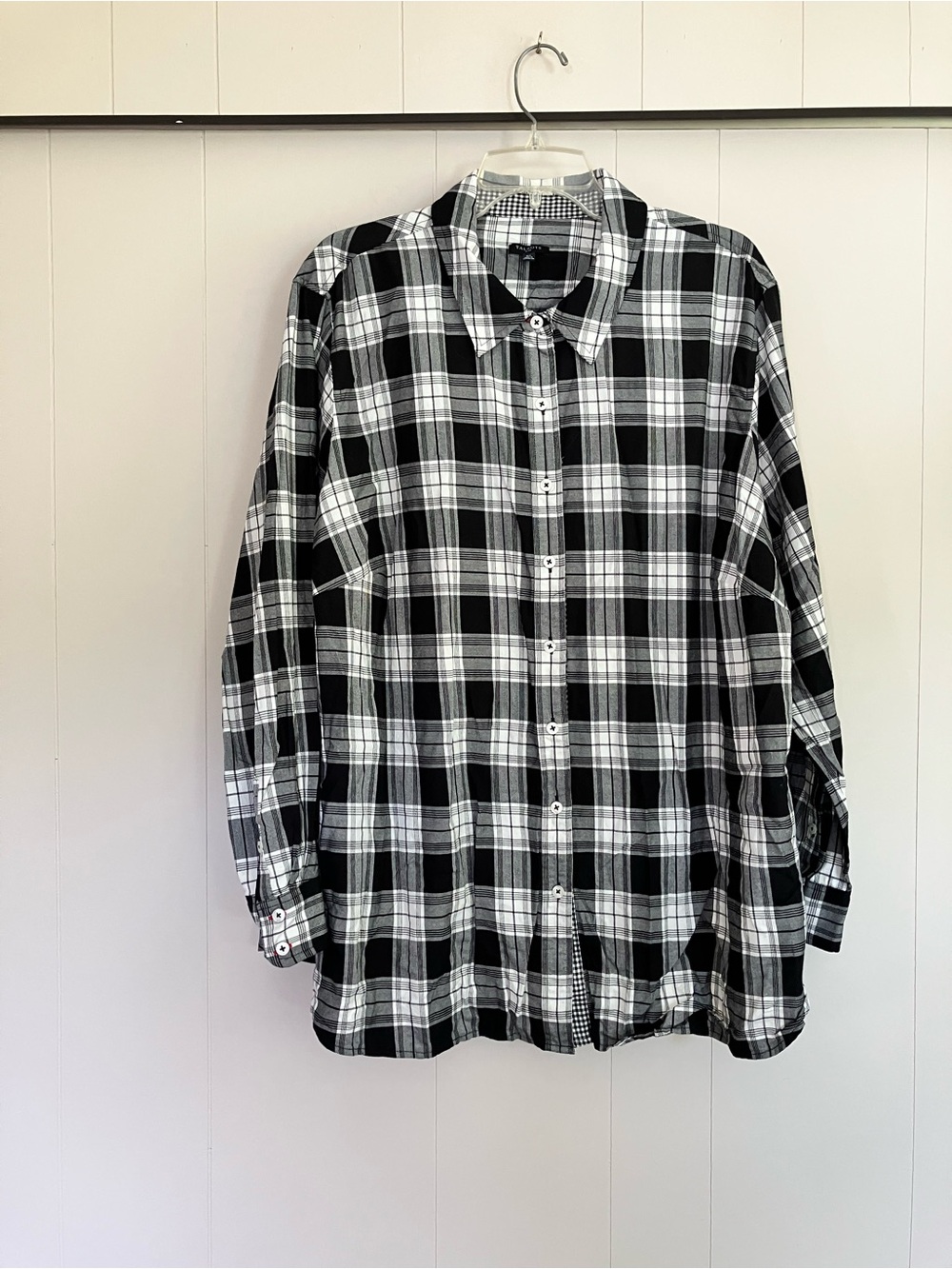Talbots Black and White Plaid Button-Down Shirt